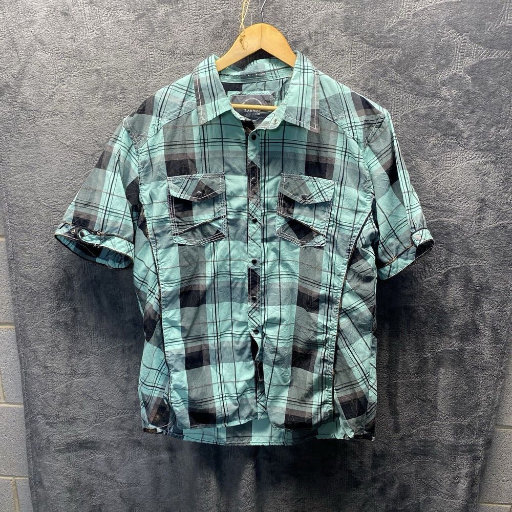 BKE Buckle Shirt Men L Relaxed Appleberry Mint‎ 2-Pocket Western Pearl Snapshirt